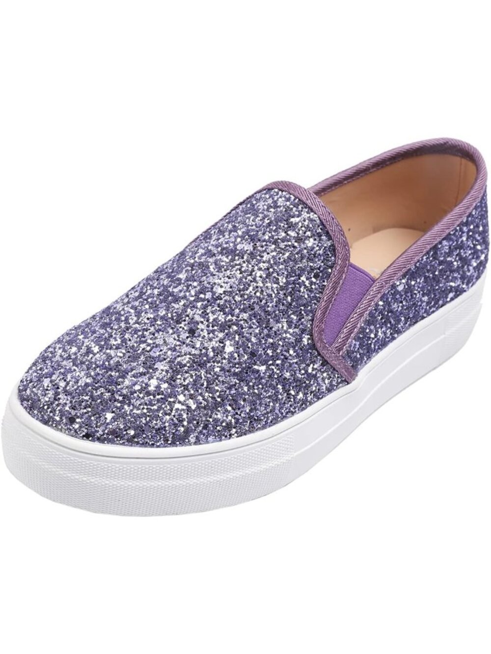 Women's Platform Lavender Glitter Comfortable Fashion Casual Slip On Sneaker